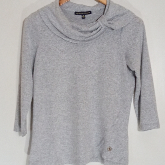 Adrienne Vittadini gray lightweight cowl neck sweater women's size PS NWT - Picture 1 of 7